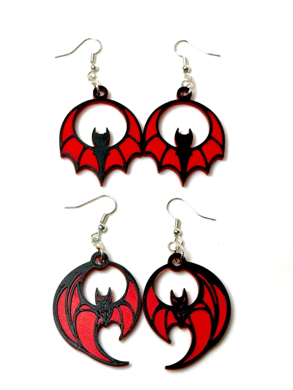 Red Bat Wing Dangle Earrings - Women Jewelry